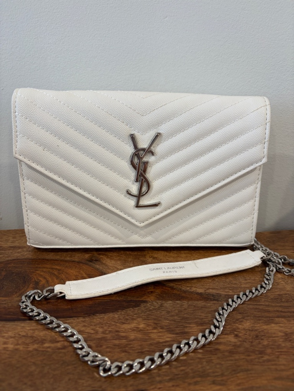 Designer Inspired Matelasse Quilted Monogram Chain Wallet Crossbody Bag